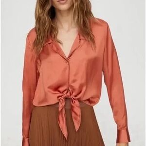 Aritzia Wilfred Tie Front Cupro Blouse